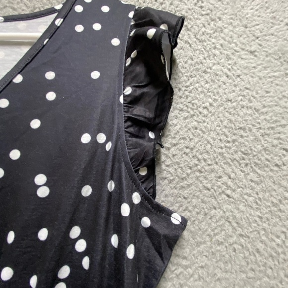 Iffei Dress Women’s Medium Black White Polka Dot Flutter Sleeve Elastic Waist - Picture 11 of 12